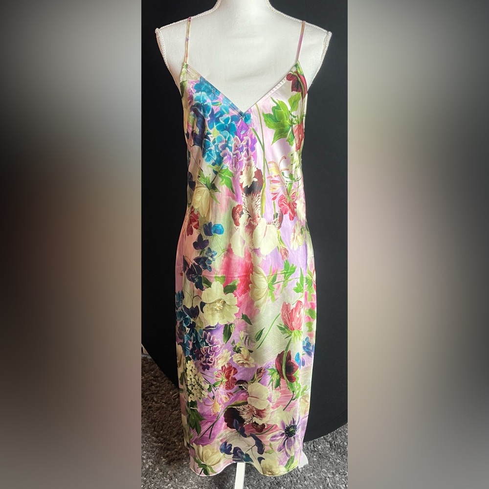 Express Floral Dress with Purple and Green Accents